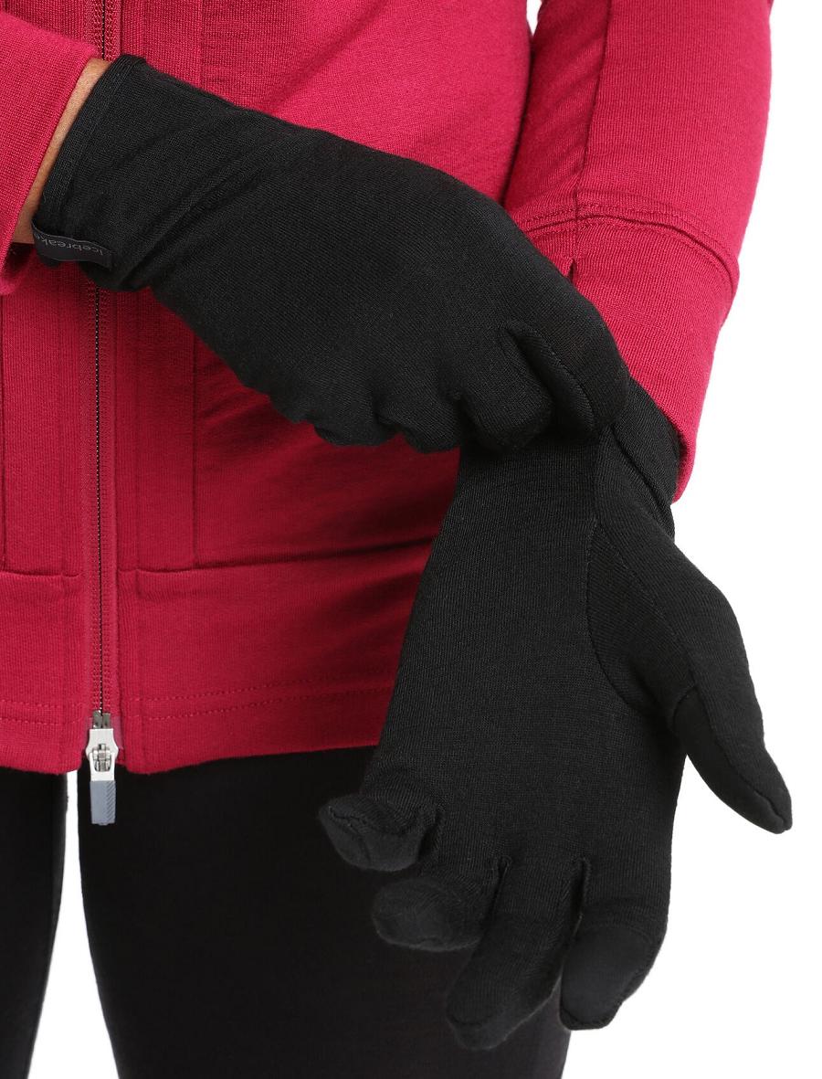 Icebreaker Unisex Merino 260 Tech Glove Liners Férfi Kesztyű Fekete | HU 1059VRWD